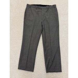 RALPH LAUREN Flat Front Pants Trousers Grey Houndstooth 36 x 34 Wool Blend EUC